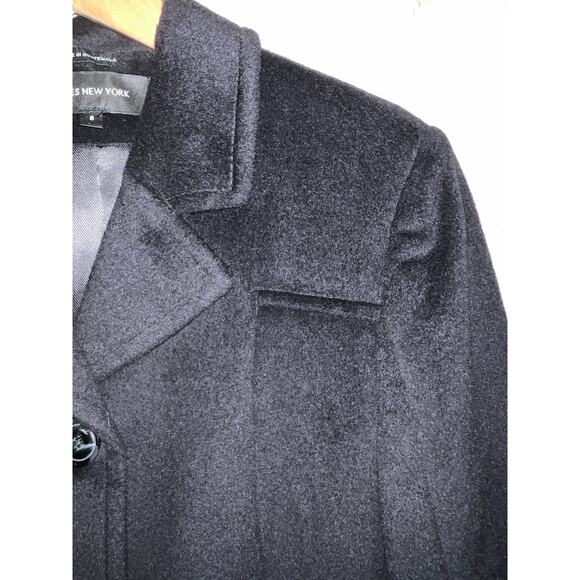 Jones New York Size 6 Small Wool Angora Peacoat Black Midi Coat Super Soft - Picture 4 of 10